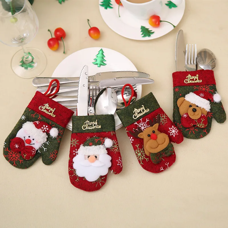 Нови Коледни Декоративни елементи, Кетъринг Тенис на Декоративни Съдове Набор от Ножове и Вилици Подарък Пакет Коледни Ръкавици
