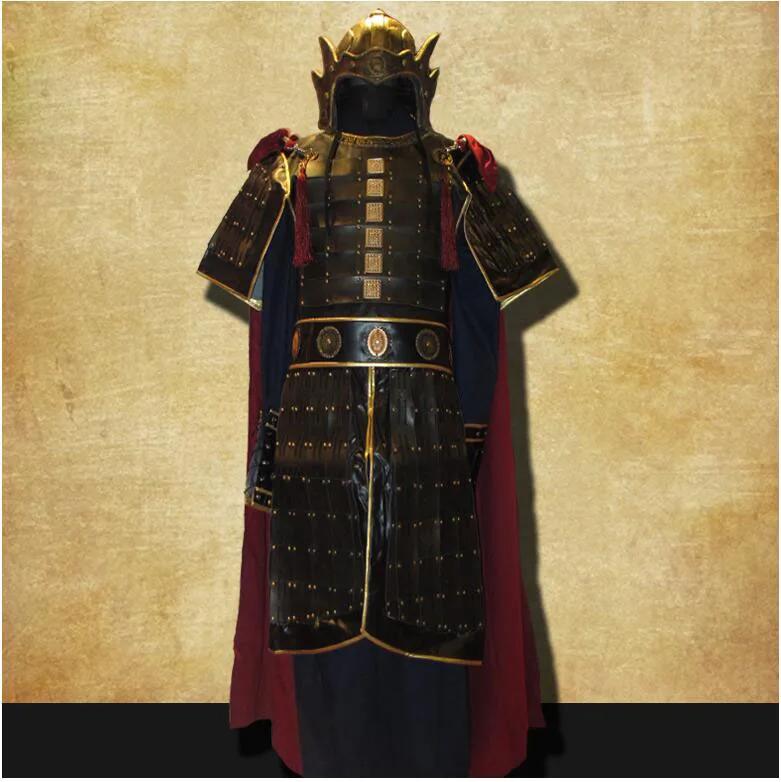 Китай Древния костюм на брони Cosplay кино и телевизионна облекло броня Древен воин Генерал Оборудване корсетная скоба каска