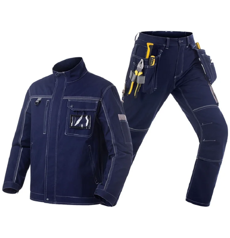 Работно Облекло Заварчик за Мъже 100% памук Заваряване костюм с много джобове Здрав отразяваща Работен Гащеризон авторемонтна работна униформа5х