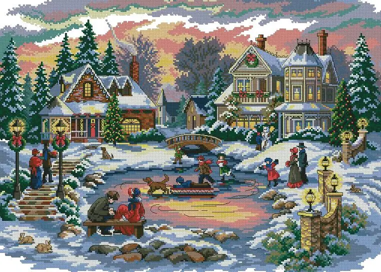 НАЙ-високо Качество, Красив Прекрасен Брои Комплект За Кръстат Бод Време на Съкровищата Празник на Зимата е Снежна Шейна Коледа Дим 8569