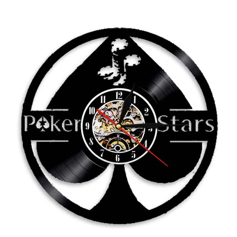 Асо Пика Покер Стенни Часовници Играта На Блекджек Vinyl Плоча Стенни Часовници Карти За Игра На Хазартни Игри Звезди Бар, Магазин За Бижута