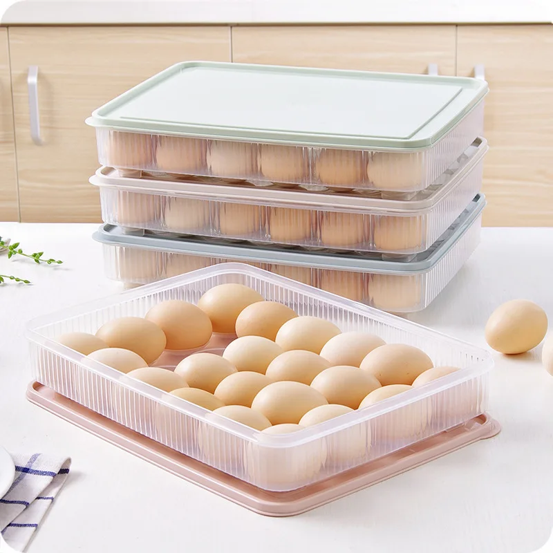 24 Окото на Пластмасови Контейнери За Съхранение на Яйца Скоростна Хладилник Органайзер Кутия За Съхранение на Пресни продукти Калъф Притежателя Тава с Кухненски Аксесоар