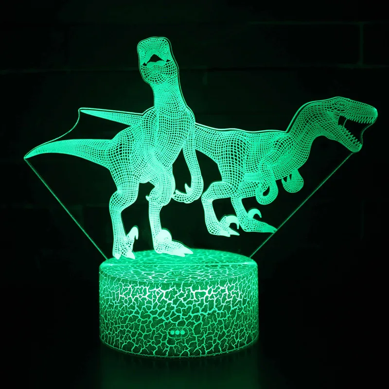 Динозаврите 3d Илюзия Led нощна светлина, за да украсят Дома Спални Детско Осветление за Сън Сензорен Прекъсвач USB Настолна Настолна Лампа