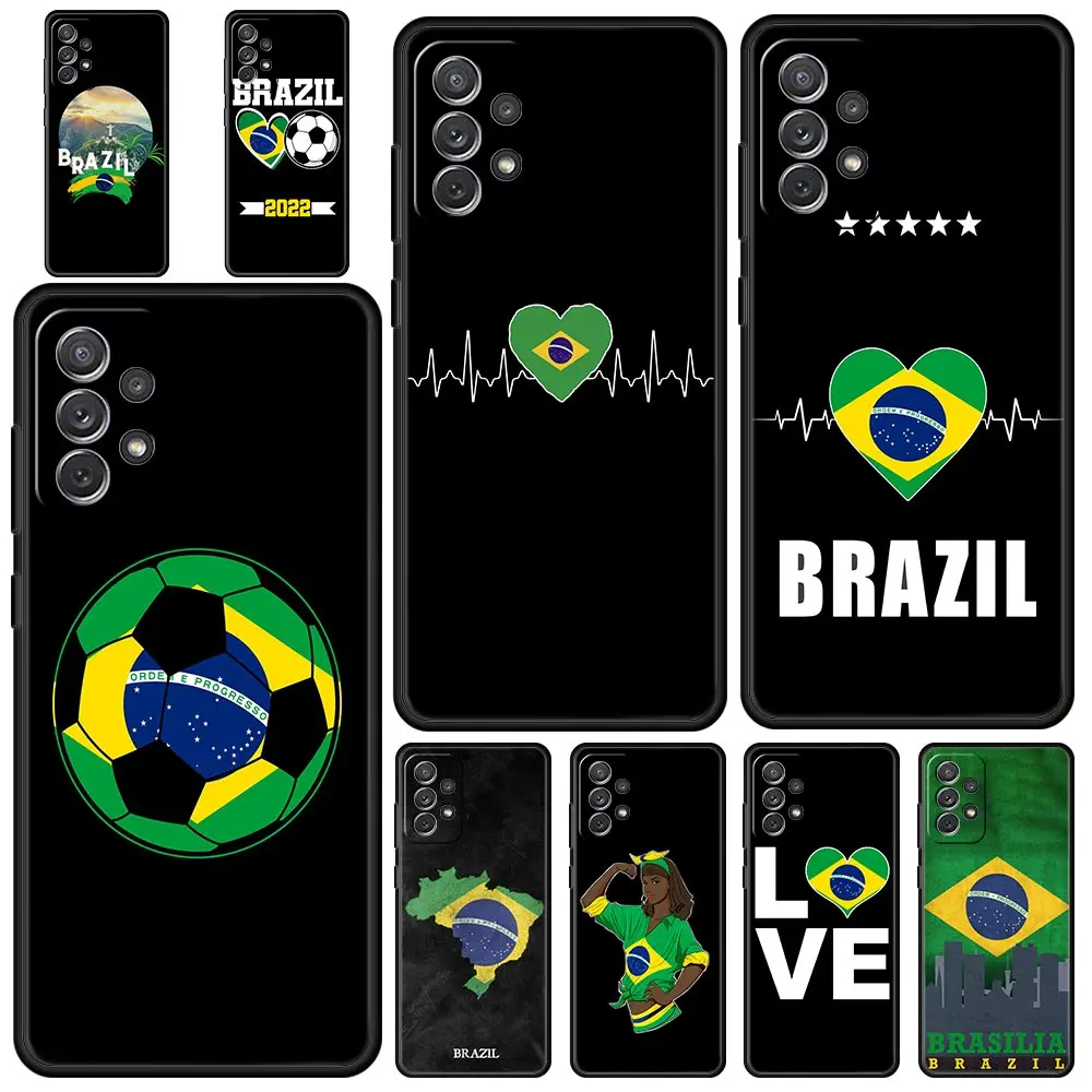 Бразилия Бразилски флаг Футбол Калъф за мобилен телефон Samsung A51 A71 A21S A12 A11 A31 A52 A41 A32 А01 в а23 A33 а a53 A73 A03S A13 5G Калъф