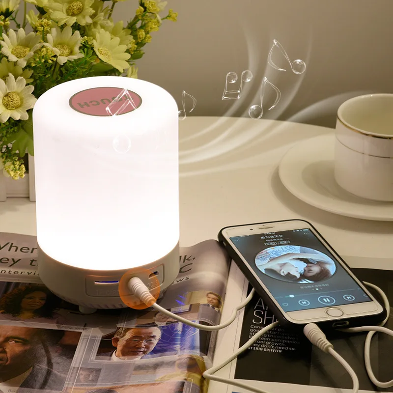 Акумулаторна Цветни Лека Нощ Bluetooth Високоговорител Време Алармата Сензорен Екран Сензор За Настолна Лампа Аудио Bluetooth Музика Нощна Лампа