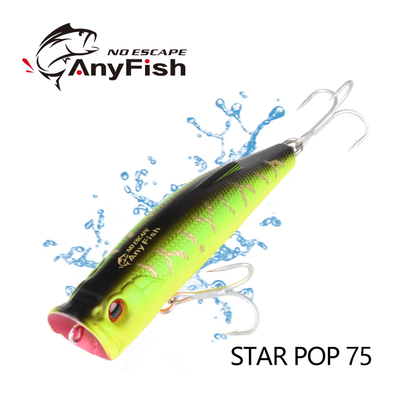 ANYFISH STAR POP75 Плаващ риболовна стръв изкуствена стръв 7,5 см 9,5 грама Твърда Примамка с 2 Риболовни Куки Риболовни Принадлежности, Стръв 3D Очите