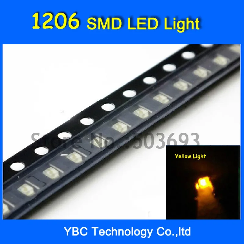1000 бр./лот Жълт Цвят 1206 LED SMD Ултра Ярък Led Диоден лампа на Едро
