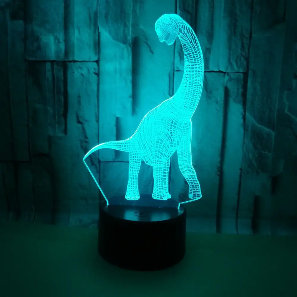 Нов Творчески Динозавър 3d Лампа Цветен Сензорен Визуален Led нощна светлина Подарочное Украса Атмосфера 3d Тенис на Детска Лампа