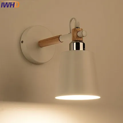 IWHD Iron Arandela Дървена Led монтиран на стената Лампа, Модерни осветителни Тела За вътрешно Осветление, Стенни лампи Творчески Кухненски Лестничный Бар Lamparas de Pared