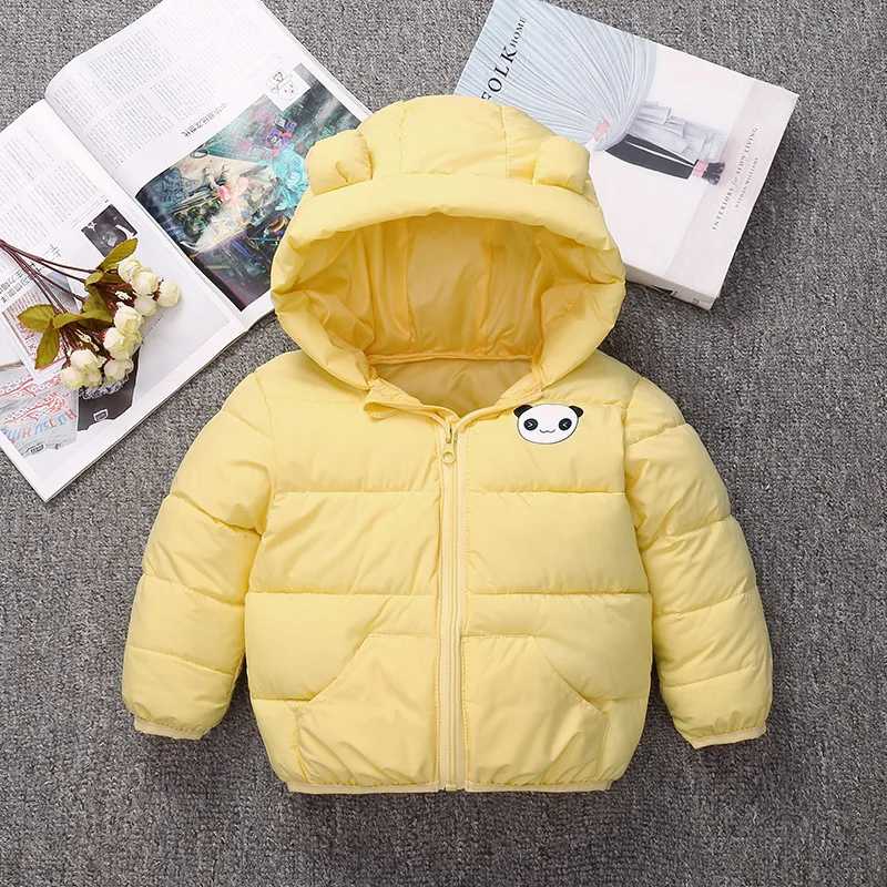 Бебешко яке с памучна подплата, зимни дрехи за малките момичета, плътно Топло однотонное хубаво палто за малки момчета, детски дрехи с качулка