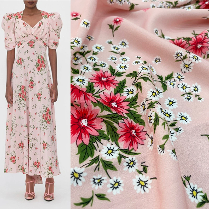 С флорални Принтом 100% Полиестер Розова Кърпа Модни Дамски Риза Облекло Плат за Рокли На метър Alibaba Express