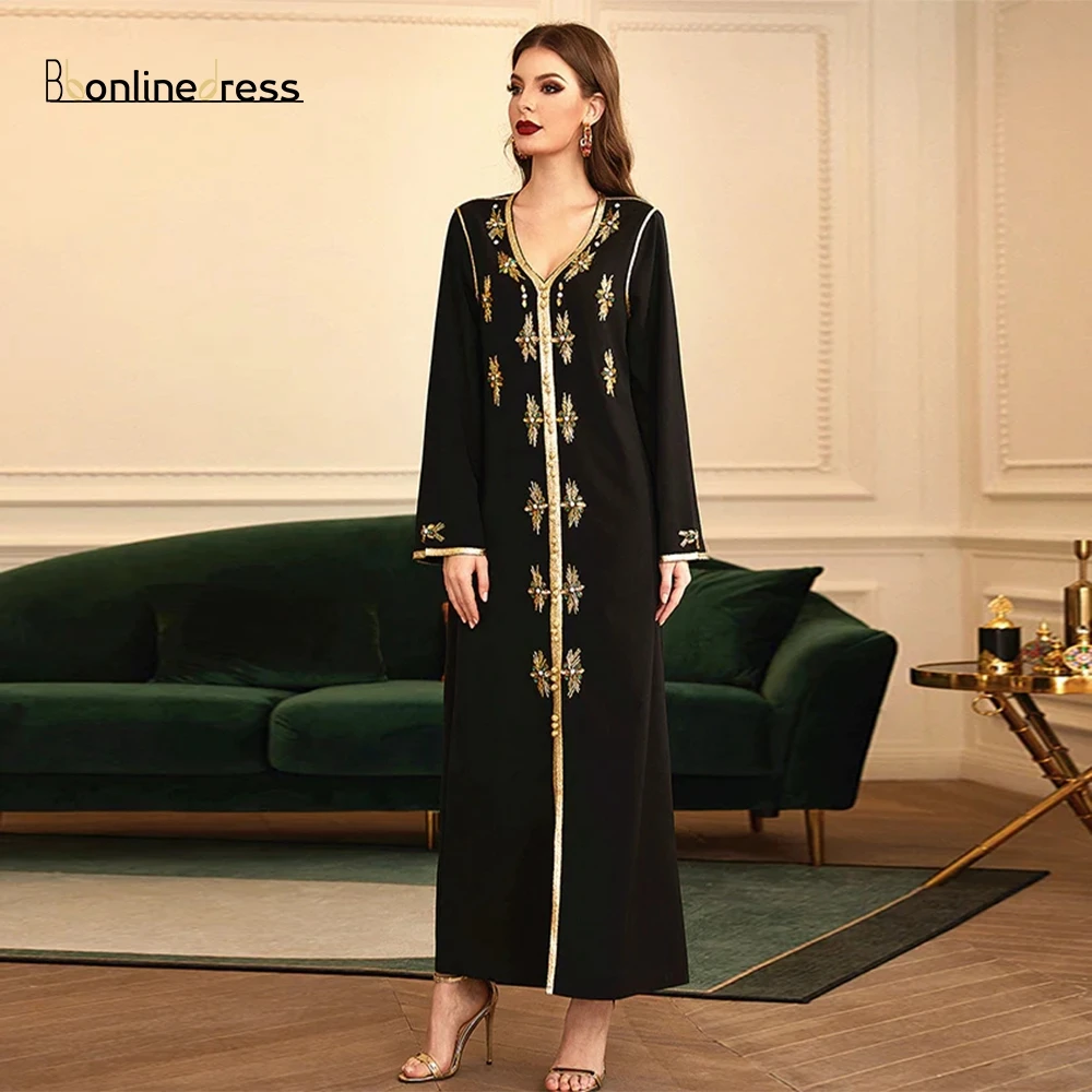 Bbonlinedress Прост Марокански Кафтан Нови Вечерни Рокли за Дамите 2023 Нова Мюсюлманска Мода Дубай Рокли за Абитуриентски бал, Vestidos De Noche