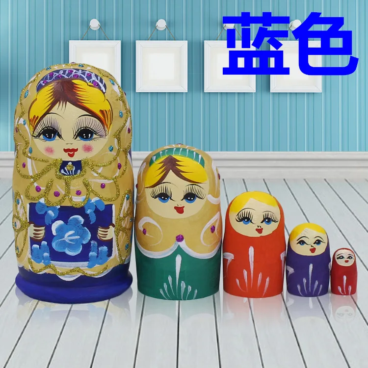 DAYEIEE Ръчно рисувани Дървени гнездене кукли 5 Слоеве на Руски гнездене кукли Коледни Подаръци деца Подарък За Рожден Ден