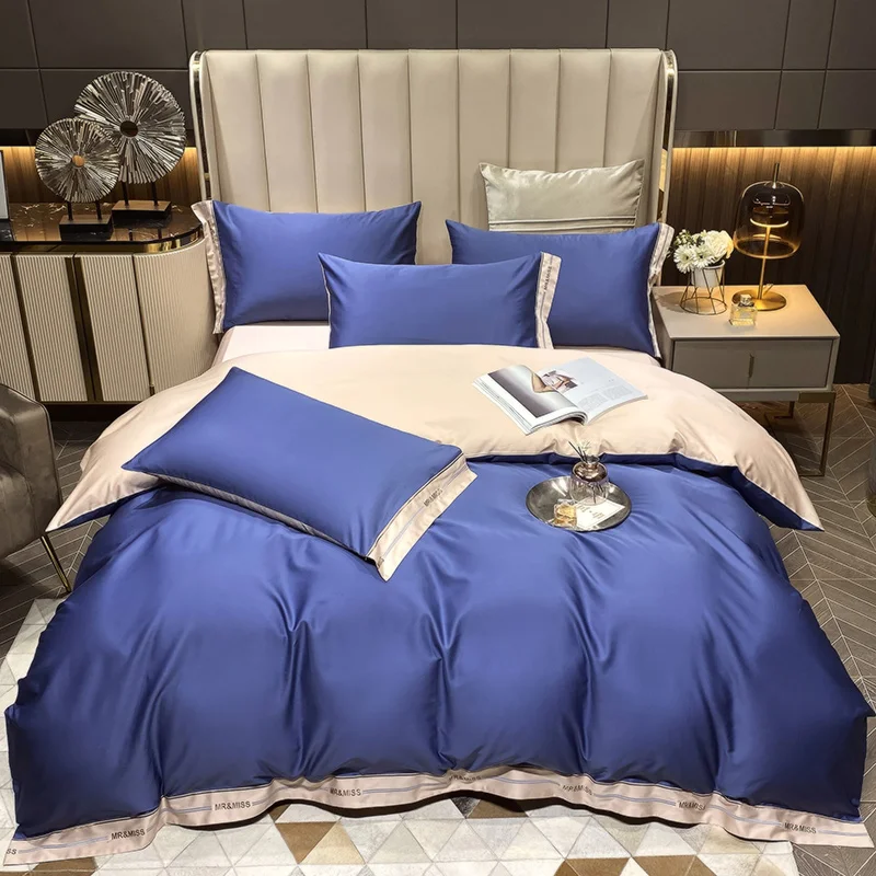 Комплект спално бельо 100S Египетски Памук, Бродерия Плътен Цвят Хотелски Качеството на Меки Пухени Чаршаф Калъфка Кралицата на Поп #sw