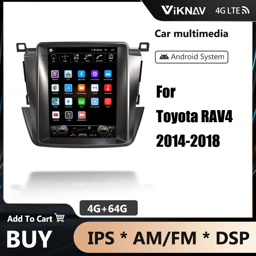 Радиото в автомобила Android Касетофон За Toyota RAV4 2014-2018 GPS Навигация Авто Видео, Аудио Мултимедия MP3 Плейър, Безжичен Carplay