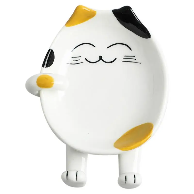 Cartoony котка гърне капак на багажник котка форма керамична лъжица дръжка посуда кухненски рафтове гърне лопата лъжица керамични рафтове за съхранение
