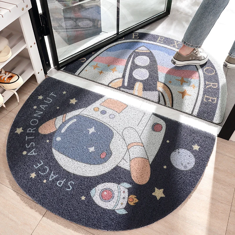 Карикатура астронавт полукръг Антре килим PVC тел контур мат INS Врата на мат Хол подложка за пода на баня нескользящий мат
