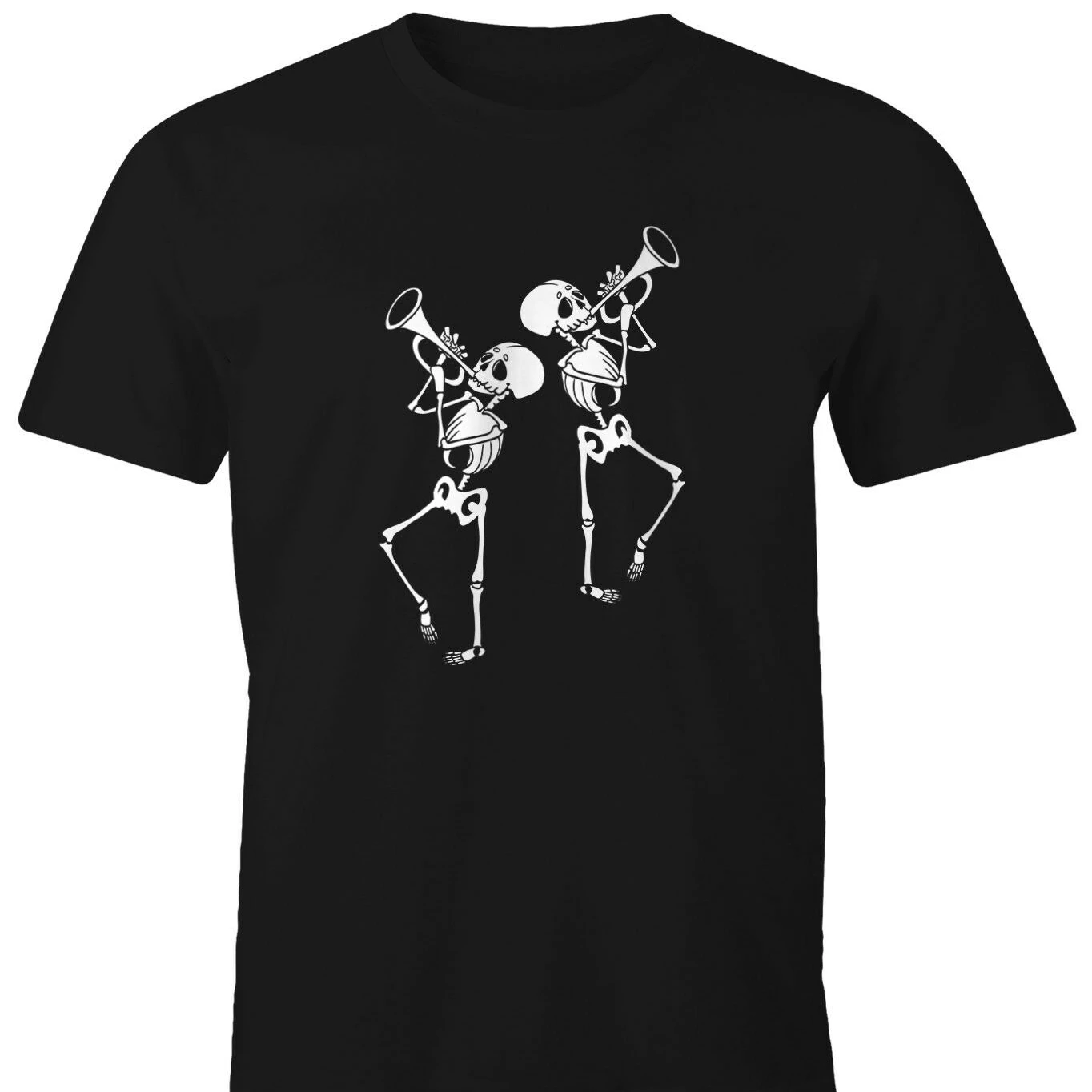 Забавни Скелети Тромпетист Хелоуин Spooktober Лятна Тениска 100% Памук, С Кръгло Деколте и Къс Ръкав Ежедневни Мъжки t-shirt Размер S-3XL