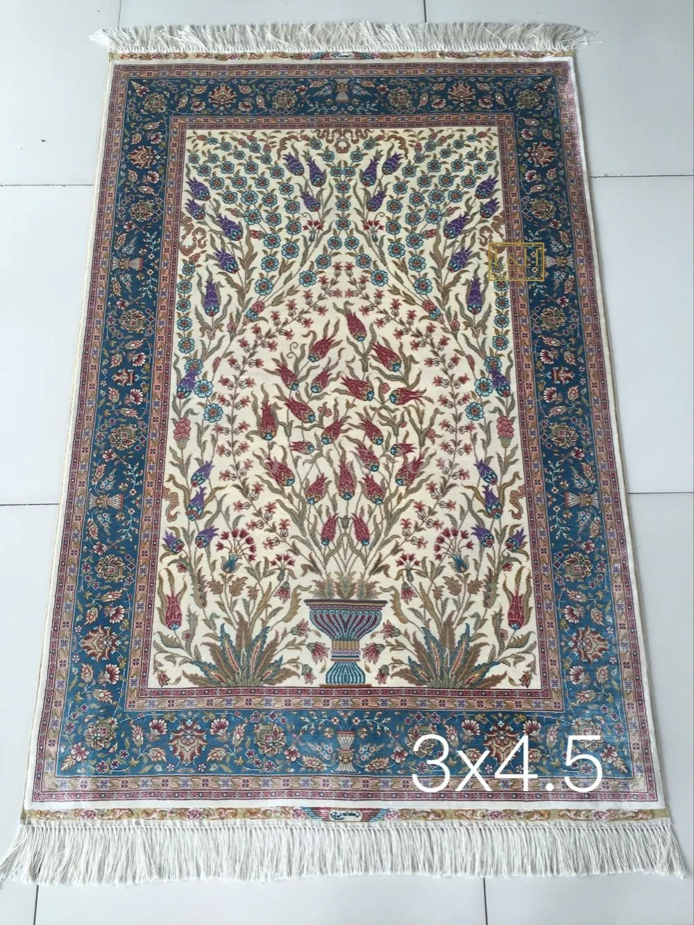 Безплатна доставка 3 'X4,5'230 Линия Ръчно изработени от естествена Коприна Източен Персийски Килим ръчно Плетени копринен килим за декорация на дома