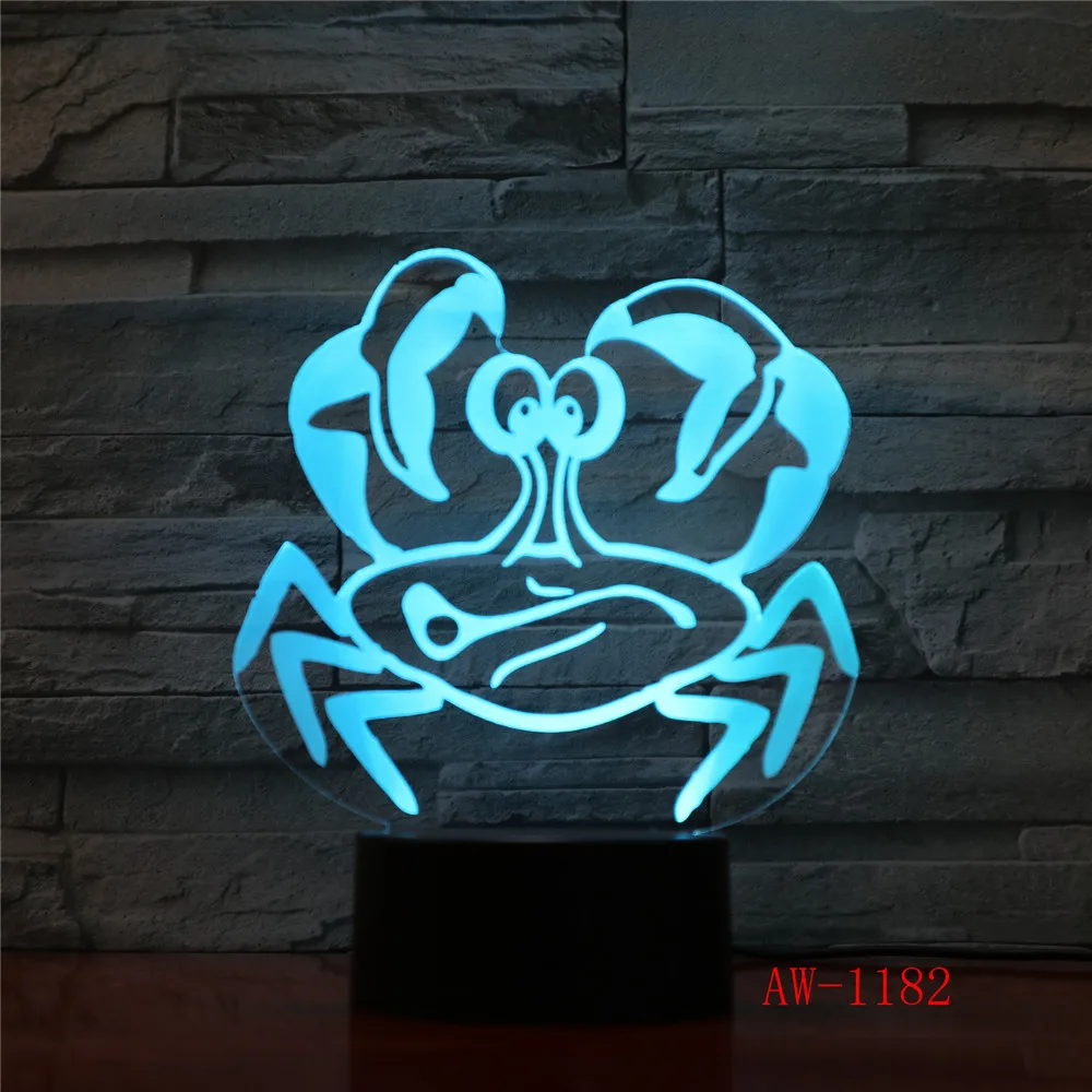 3D USB Детска Нощна лампа За Сън, Led Украса, Творчески Нощни лампи, 7 Цвята, Визуален Раци, Настолна Лампа, Осветление, Играчки, Подаръци AW-1182