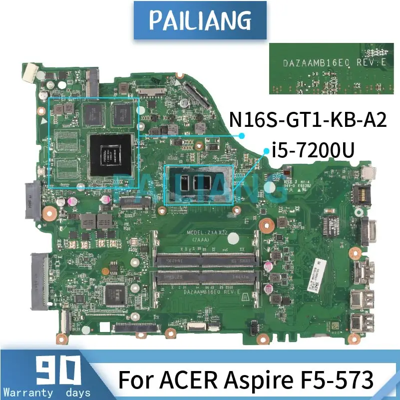 Дънна платка за лаптоп ACER Aspire F5-573 i5-7200U дънна Платка DA0ZAAMB8D0 SR2ZU N16S-GT1-KB-A2 DDR4 Тествана е НОРМАЛНО