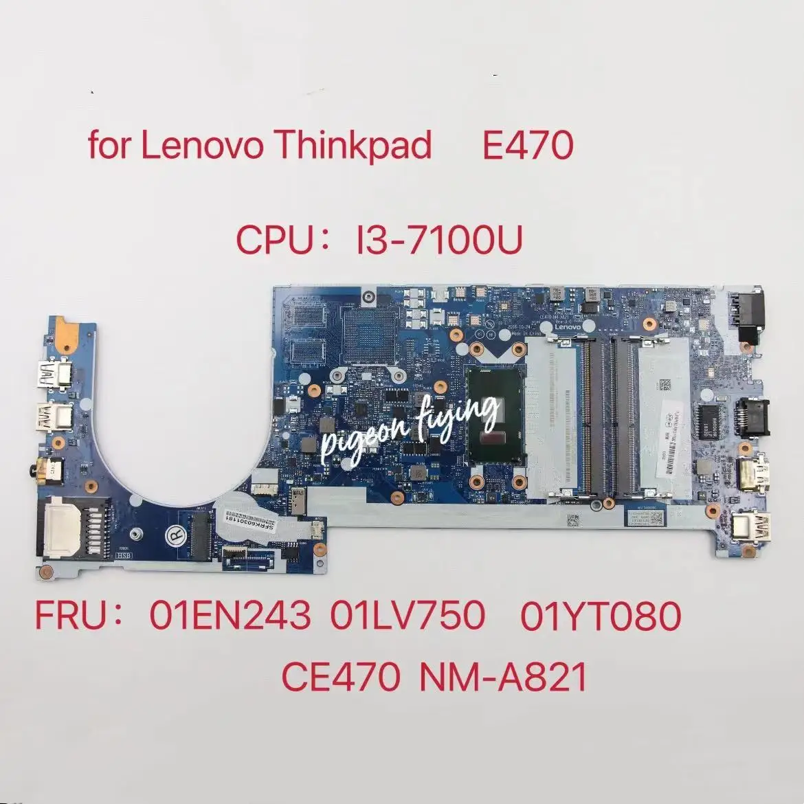 за Lenvov Thinkpad E470 E470C дънна Платка на лаптоп ПРОЦЕСОР: I3-7100U UAM CE470 NM-A821 100% Тест ок