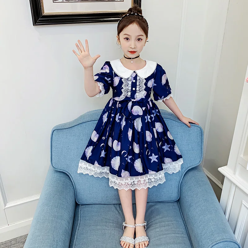 Принцеса рокля в стил Лолита за момичета, Рокля под Формата на Малка Мивка, 2020, Ново Лятото на Корейското Модно Ежедневното Принцеса Рокля с Къс Ръкав За Момичета, хубава рокля лоли
