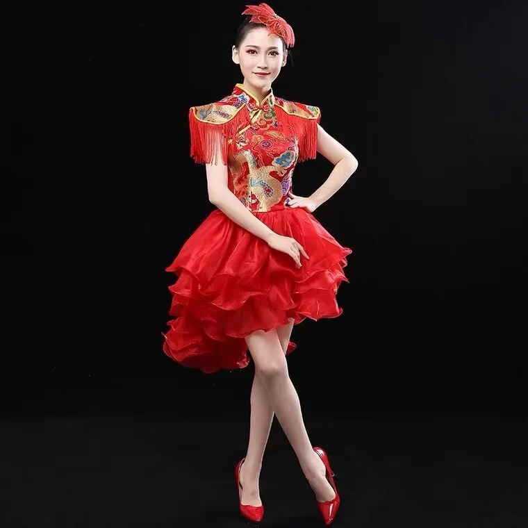 Китайското рокля за дамите коприна нов стил китайски вятъра пола-пакетче
