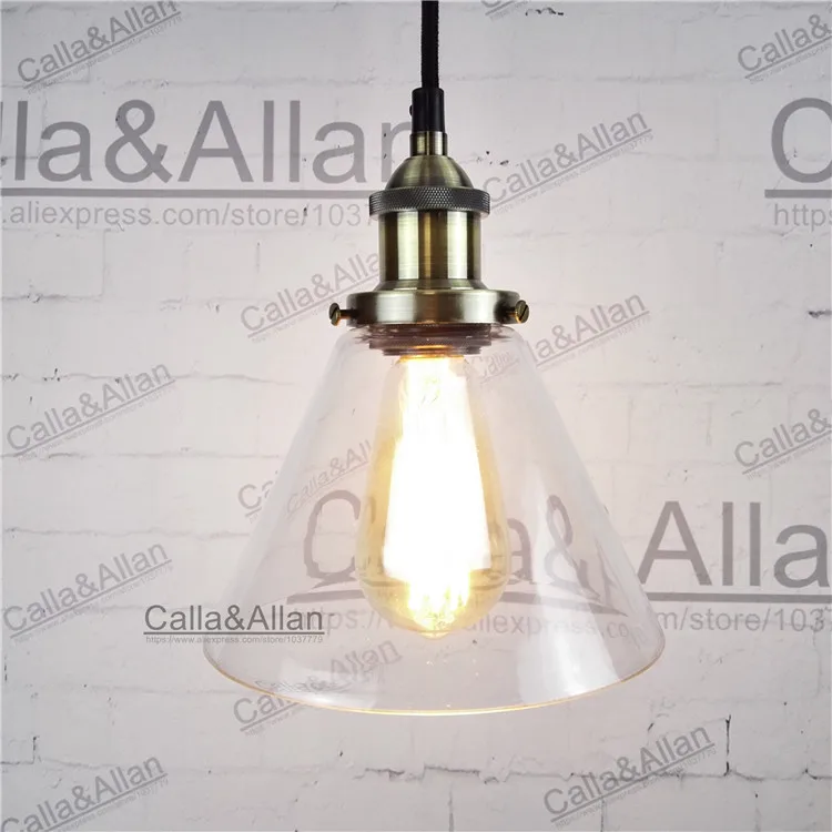 Електрическа крушка, окачена лампа бронзов стъклен ресторант окачен лампа ретро месинг готов iron събрани лампа