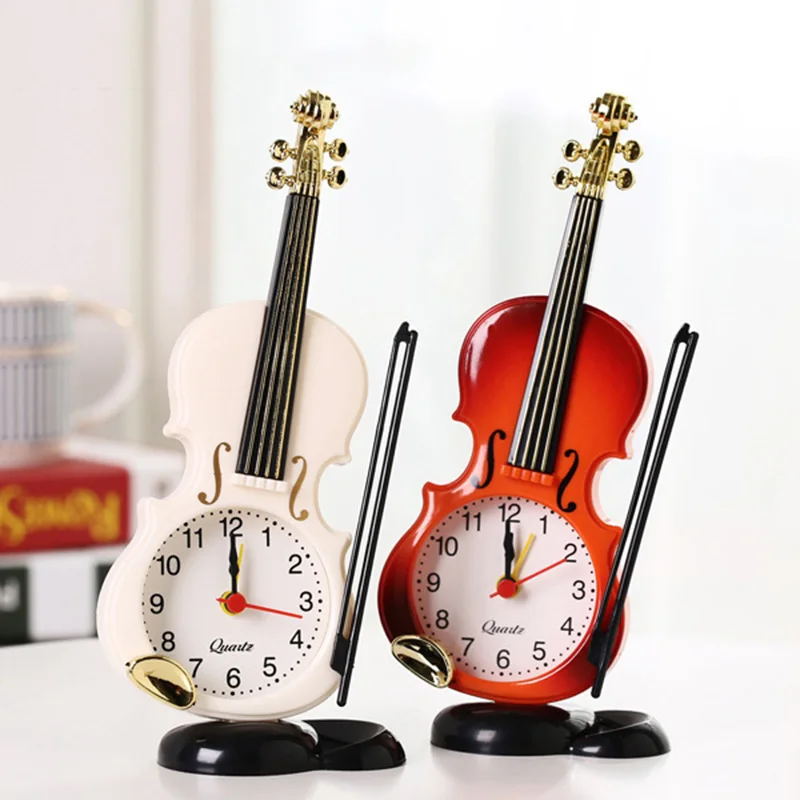 Реколта Уникална Цигулка Alarm Clock Начало Декор Инструмент Форма Пластмаса Ръчно Изработени Плавателни Съдове Ученик На Св. Валентин Деца Подаръци За Деца