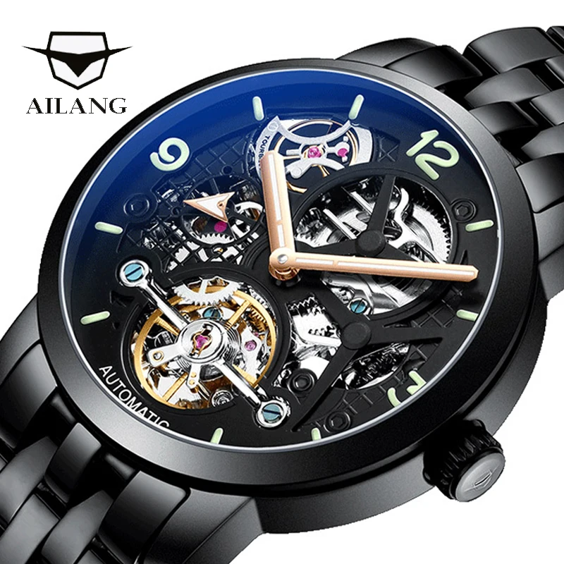 AILANG качествени часовници оригинален дизайн, автоматично висок клас марка tourbillon кожени мъжки часовници montre homme машинното оборудване дизелови мъжки часовник