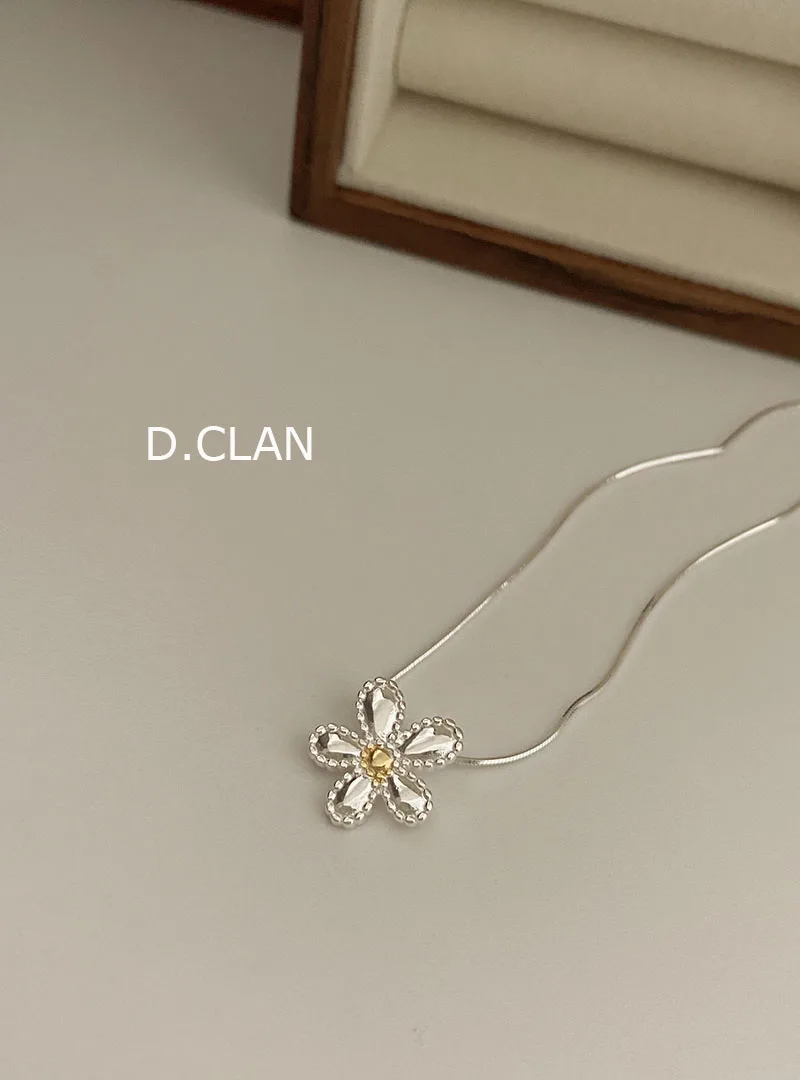 D. CLAN Сребро 925 Малка Маргаритка Елегантна Змия Верига Огърлица Корейски Сладък Дневна Почивка Модни Бижута Аксесоари за Подарък