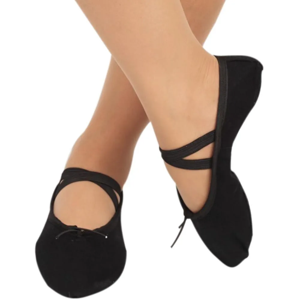 Нови домашни черни тъканни танцови обувки с мека подметка за момиченца 2018, Женски балетные танцови обувки, Размер 30-41 W3 Изображение 0 