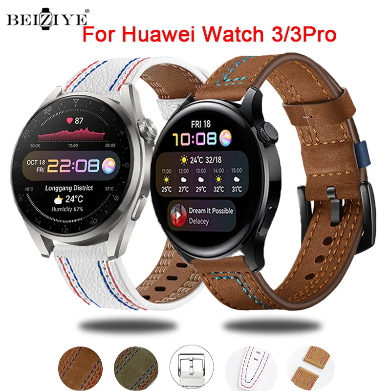 Кожена Каишка За Часовник Huawei Watch 3 pro Каишка Каишка за huawei watch 3 Гривна На Китката Взаимозаменяеми Каишка За Часовник Аксесоари