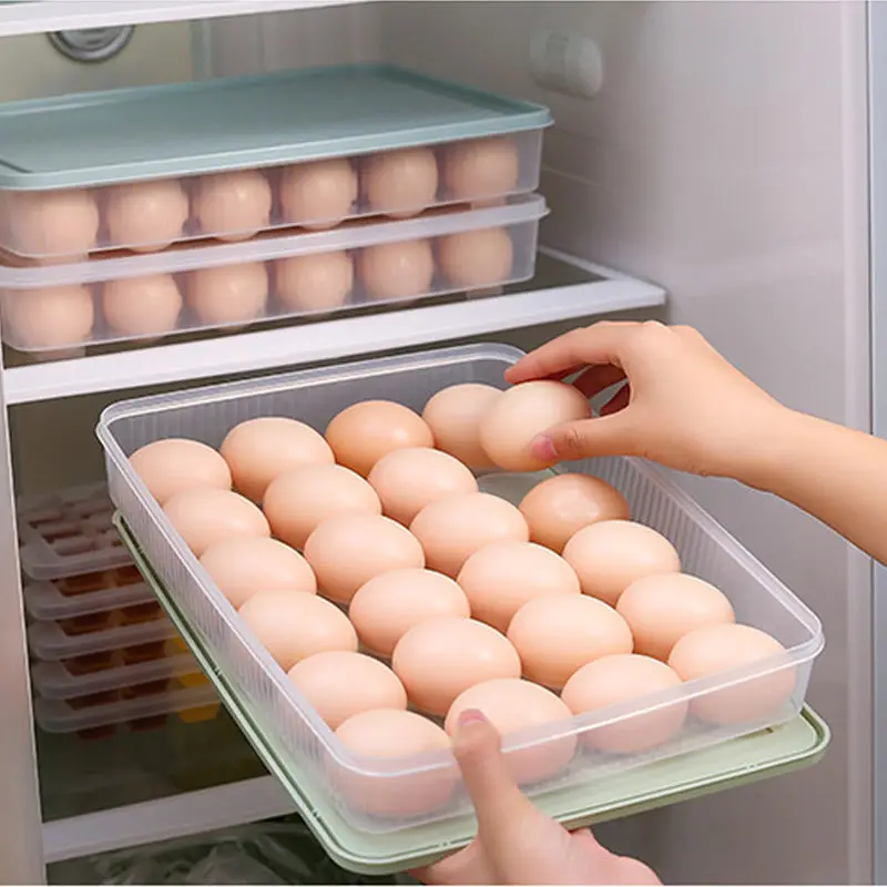 24 Окото на Пластмасови Контейнери За Съхранение на Яйца Скоростна Хладилник Органайзер Кутия За Съхранение на Пресни продукти Калъф Притежателя Тава с Кухненски Аксесоар Изображение 1 