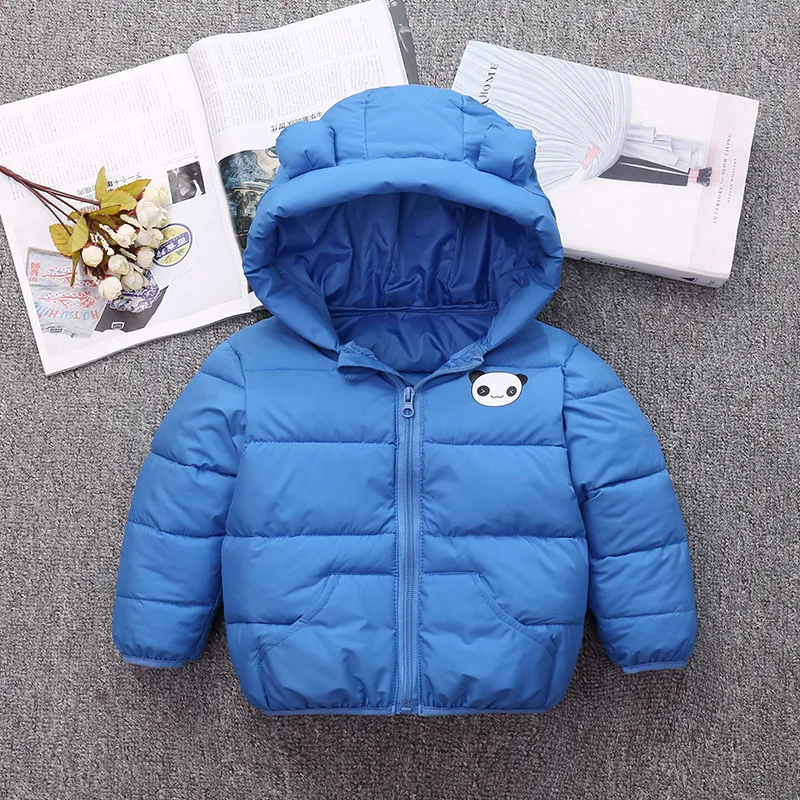 Бебешко яке с памучна подплата, зимни дрехи за малките момичета, плътно Топло однотонное хубаво палто за малки момчета, детски дрехи с качулка Изображение 1 