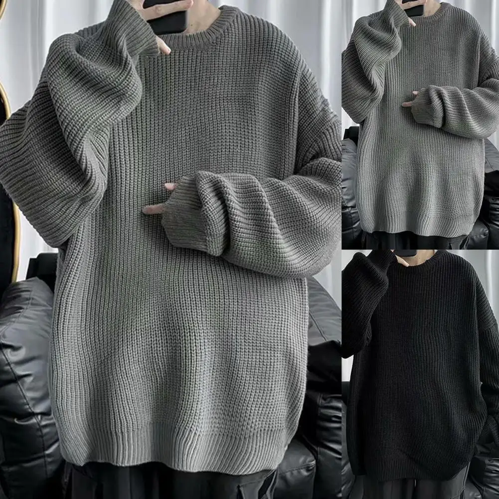 Универсален Мъжки Пуловер, Без Зимен Пуловер, Еластичен Мъжки Пуловер С Дълъг Ръкав, Просто Изображение 1 