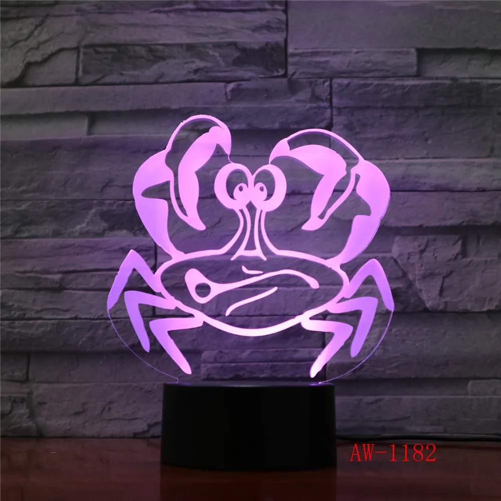 3D USB Детска Нощна лампа За Сън, Led Украса, Творчески Нощни лампи, 7 Цвята, Визуален Раци, Настолна Лампа, Осветление, Играчки, Подаръци AW-1182 Изображение 1 