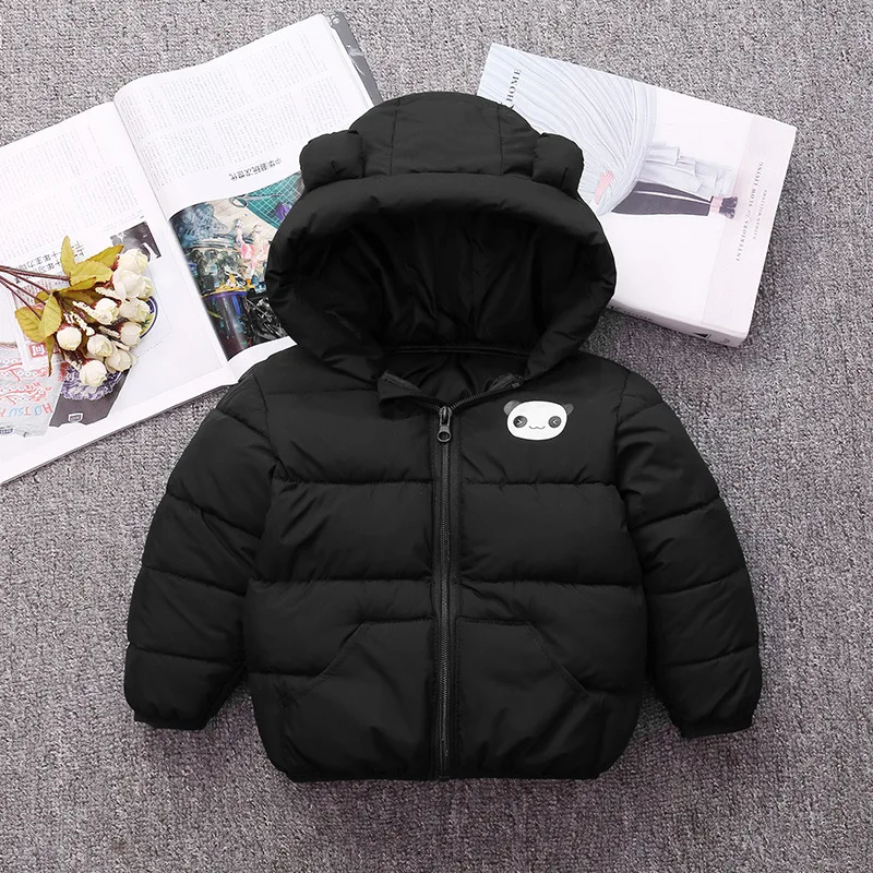 Бебешко яке с памучна подплата, зимни дрехи за малките момичета, плътно Топло однотонное хубаво палто за малки момчета, детски дрехи с качулка Изображение 2 