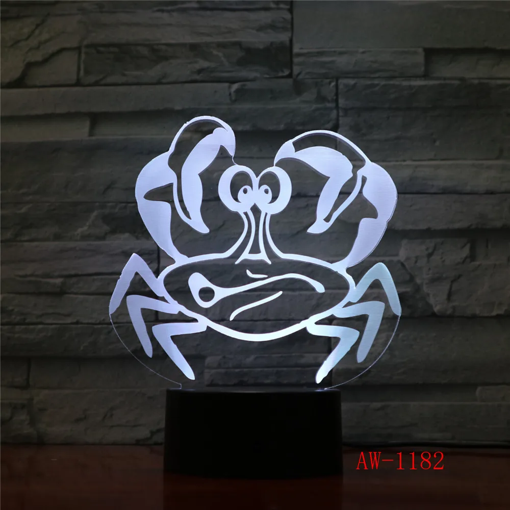 3D USB Детска Нощна лампа За Сън, Led Украса, Творчески Нощни лампи, 7 Цвята, Визуален Раци, Настолна Лампа, Осветление, Играчки, Подаръци AW-1182 Изображение 2 