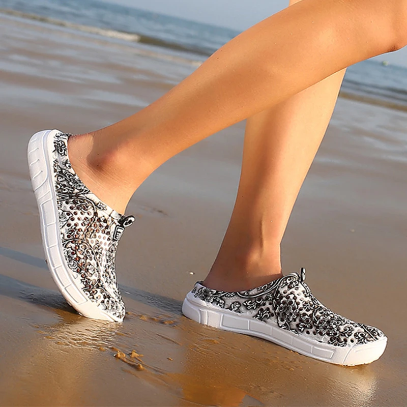 2022 Модни Дишащи Обувки, Дамски Сандали-сабо, Дамски Плажни Отворени Ежедневните Външни Непромокаеми обувки На плоска подметка Изображение 2 