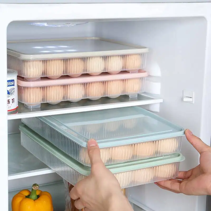 24 Окото на Пластмасови Контейнери За Съхранение на Яйца Скоростна Хладилник Органайзер Кутия За Съхранение на Пресни продукти Калъф Притежателя Тава с Кухненски Аксесоар Изображение 3 