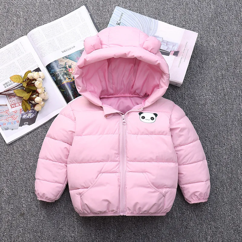 Бебешко яке с памучна подплата, зимни дрехи за малките момичета, плътно Топло однотонное хубаво палто за малки момчета, детски дрехи с качулка Изображение 3 