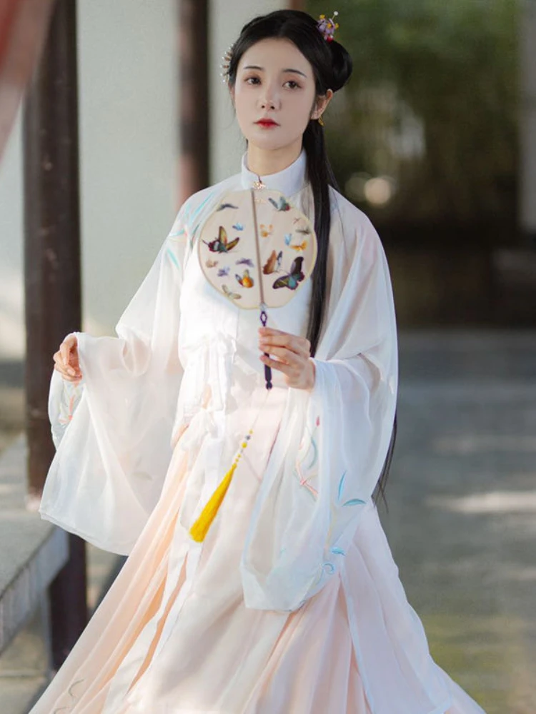 Оригинални дамски газова риза Xuanfei {Lanxi} Hanfu от Минг Hanfu, традиционната оригинална бродирани газова риза с висока деколте и големи ръкави. Изображение 3 