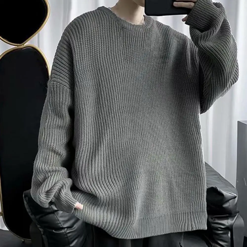 Универсален Мъжки Пуловер, Без Зимен Пуловер, Еластичен Мъжки Пуловер С Дълъг Ръкав, Просто Изображение 3 