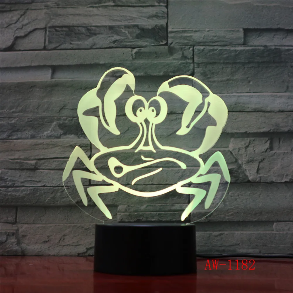 3D USB Детска Нощна лампа За Сън, Led Украса, Творчески Нощни лампи, 7 Цвята, Визуален Раци, Настолна Лампа, Осветление, Играчки, Подаръци AW-1182 Изображение 3 