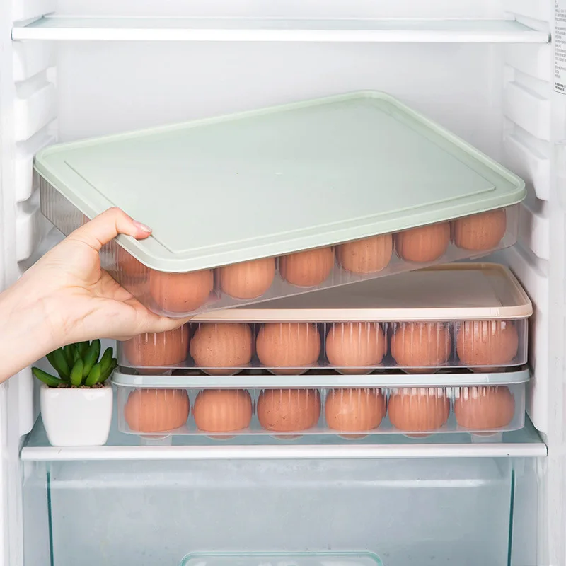 24 Окото на Пластмасови Контейнери За Съхранение на Яйца Скоростна Хладилник Органайзер Кутия За Съхранение на Пресни продукти Калъф Притежателя Тава с Кухненски Аксесоар Изображение 4 