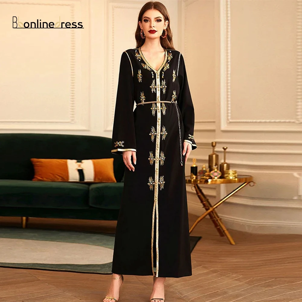 Bbonlinedress Прост Марокански Кафтан Нови Вечерни Рокли за Дамите 2023 Нова Мюсюлманска Мода Дубай Рокли за Абитуриентски бал, Vestidos De Noche Изображение 4 
