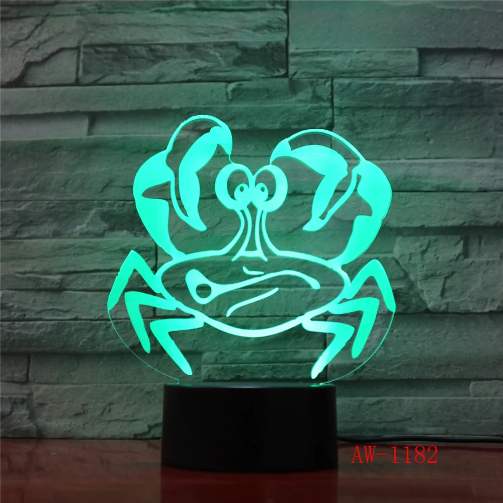 3D USB Детска Нощна лампа За Сън, Led Украса, Творчески Нощни лампи, 7 Цвята, Визуален Раци, Настолна Лампа, Осветление, Играчки, Подаръци AW-1182 Изображение 4 