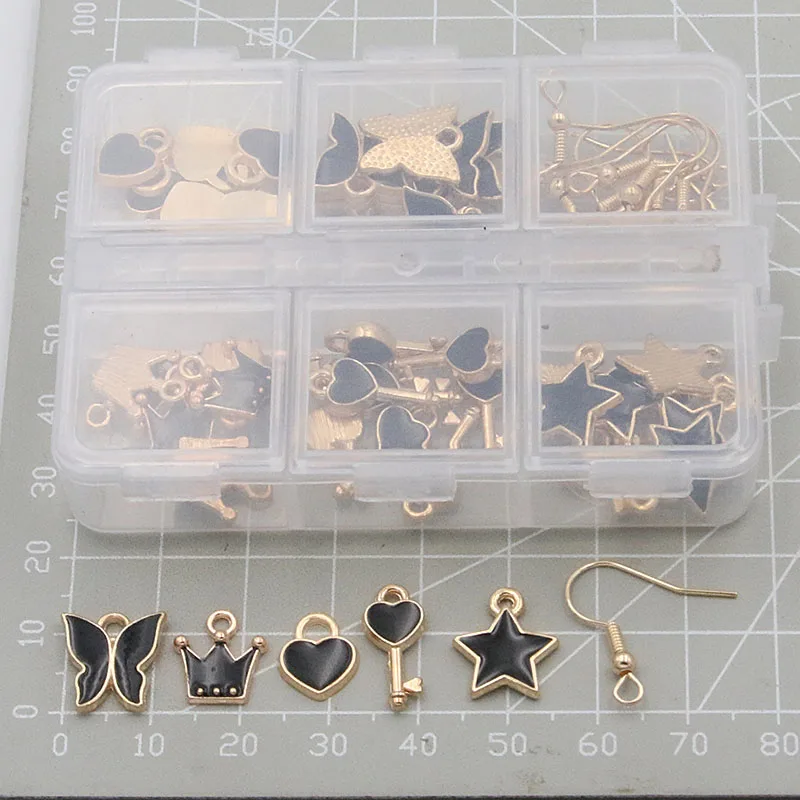 1 компл. 60 бр./лот, 4 цвята, 6 стилове, Звезден Ключ, чар, KC, Златен Медальон във формата на Капка Масло, с предавателна кутия, Материал За Изработка на Бижута 